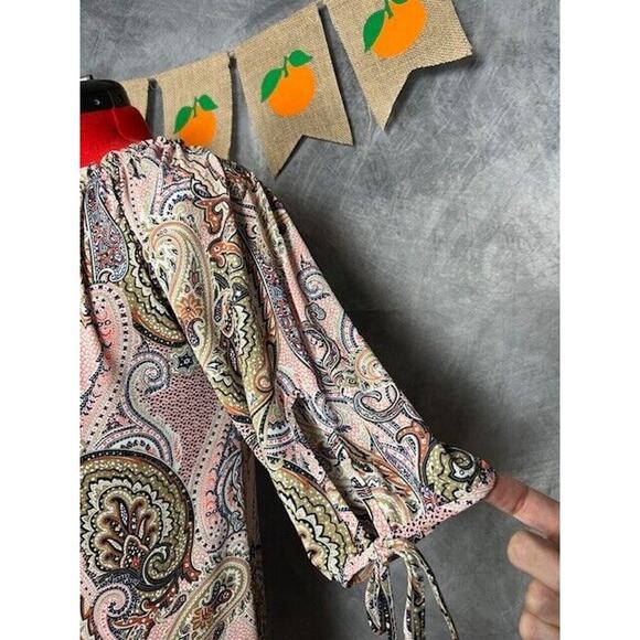 LILDY Drawstring Tie TUNIC Womens L / XL Multi Color Floral Pullover Polyester - Picture 3 of 10